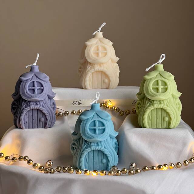 Christmas House Candle Handmade Soy Wax Festive Decor - image 1