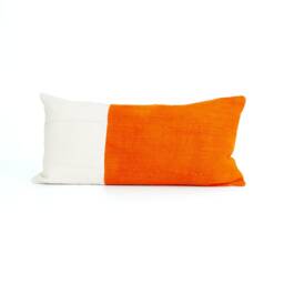 Orange & White, Pillow Cover, Textured Color Block, 24x12 Chabot - thumbnail 1