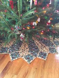 Large Quilted Christmas Tree Skirt Noah's Ark Animals, 66 Inch - thumbnail 1