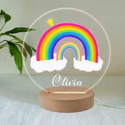 Personalised Rainbow Gifts For Girls Led Desk Table Lamp Nursery Night Light Gifts Girls Kids Children Birthday 7 Colours Flashing - thumbnail 1