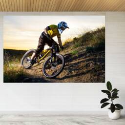 Cyclist Riding The Mountain Hills 3D View Wall Sticker Poster Decal A874