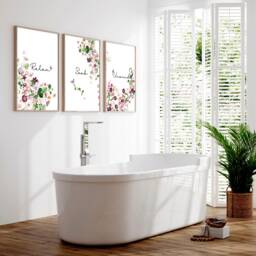 Tropical Bathroom, Aesthetic Spa Decoration, Quotes Prints, Botanical Prints Wall Art Set Of 3, Guest Room Decor, New Home Gift For Mom - thumbnail 1
