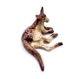 Miniature Ceramic Kangaroo Australia Laying Animal Little Brown Beige Figurine Small Statue Tiny Decoration Hand Painted Collectible Figure - thumbnail 3