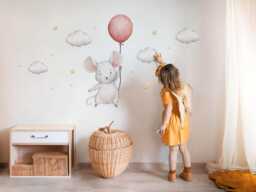 Sweet Mouse Wall Stickers For Baby Room, Gray Children's Room Decor, Animals Decal Kids Self Adhesive - thumbnail 1
