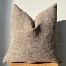 Textured Chenille Linen Pillow Cover, Brown & White, Soft Throw - thumbnail 4