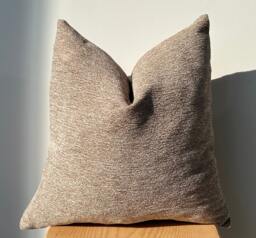 Textured Chenille Linen Pillow Cover, Brown & White, Soft Throw - thumbnail 1