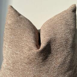 Textured Chenille Linen Pillow Cover, Brown & White, Soft Throw - thumbnail 3