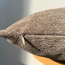 Textured Chenille Linen Pillow Cover, Brown & White, Soft Throw - thumbnail 2
