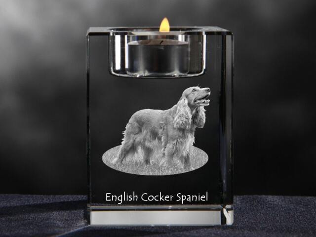 English Cocker Spaniel, Crystal Candlestick With Dog, Souvenir, Decoration, Limited Edition, Collection - image 1
