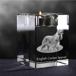 English Cocker Spaniel, Crystal Candlestick With Dog, Souvenir, Decoration, Limited Edition, Collection - thumbnail 2