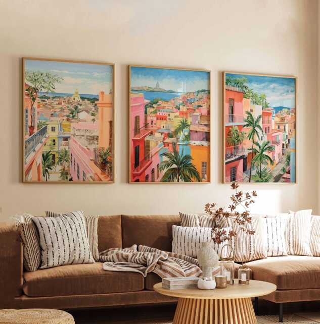 Set Of 3 Cuba Posters, Prints, Travel Wall Art Set, Vintage Cuban Landscape - image 1
