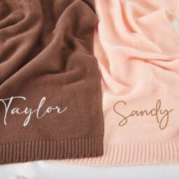Baby Blanket, Baby Gift, Newborn Gift, Personalized Name, Stroller Blanket, Embroidered Blanket, Breathable Cotton Knit Shower Gift - thumbnail 2