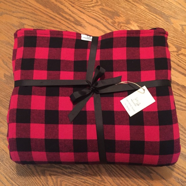 Red & Black Buffalo Plaid Brushed Cotton Blanket, King Or Queen - image 1