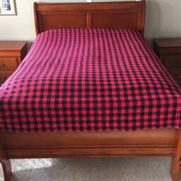 Red & Black Buffalo Plaid Brushed Cotton Blanket, King Or Queen - thumbnail 2