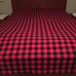 Red & Black Buffalo Plaid Brushed Cotton Blanket, King Or Queen - thumbnail 3