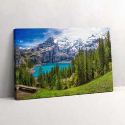 Landscape Of Meadows & Mountains Canvas, Picture Wall Hanging, Green Decor, Canvas Print - thumbnail 2