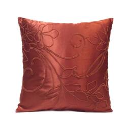 Copper, Rust Pillow, Throw Pillow Cover, Decorative Cushion Pillowcase, Accent Toss Satin Blend, Floral - thumbnail 1