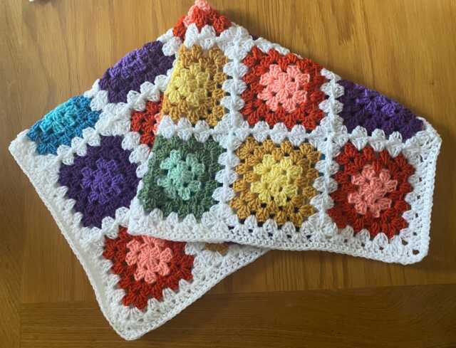 Handmade Crochet Multi Coloured Pram Cot Blanket Afghan New Baby Gift White Warm Hospital Baby Shawl Comforter Girl Boy Unisex Blanket - image 1