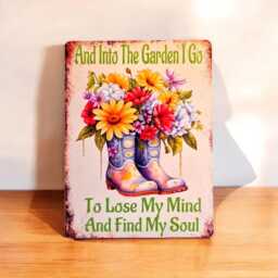 Into The Garden I Go Metal Signs Inspirational Gardening Wall Plaque, Gardener Home Art Decor - thumbnail 3