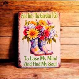 Into The Garden I Go Metal Signs Inspirational Gardening Wall Plaque, Gardener Home Art Decor - thumbnail 2
