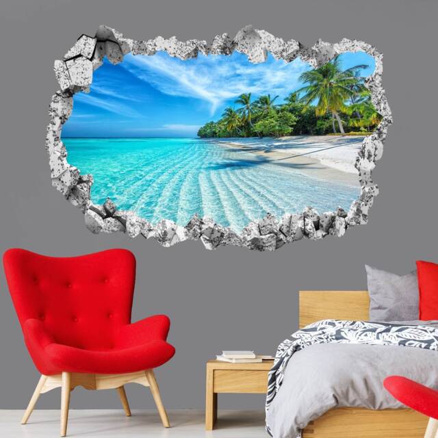 Tropical Beach Palm Trees Wall Decal Sticker Mural Poster Print Art Home Bedroom Office Decor Kr25 - image 1