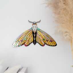 Whimsical Stained Glass Moth Wall Hanging Hand-Painted Decor Large Butterfly Sculpture Moth Sunactcher Witchy Home Decoration - thumbnail 3