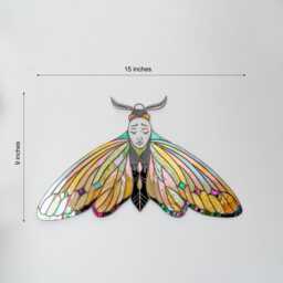 Whimsical Stained Glass Moth Wall Hanging Hand-Painted Decor Large Butterfly Sculpture Moth Sunactcher Witchy Home Decoration - thumbnail 2