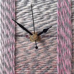 Pink Desk Clock - Wool Small Wall Marbled Yarn Baby Light Grey White Square - thumbnail 3