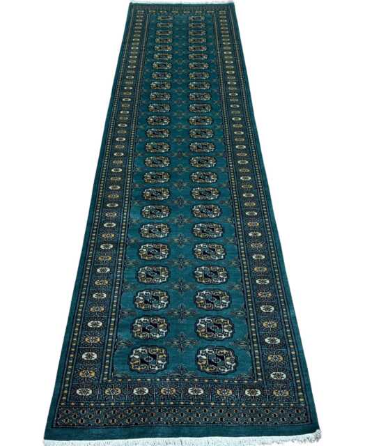 2.6x10 Sea Green Color Bokhara Rug - Runner Hallway Luxury Bukhara Fine Quality Woolen Afghan - image 1