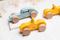 Personalized Wooden Car/Birth Gift Ideal Birthday For Baby Collection Of Cars With First Name - thumbnail 1