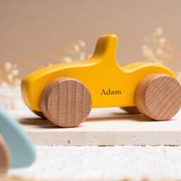 Personalized Wooden Car/Birth Gift Ideal Birthday For Baby Collection Of Cars With First Name - thumbnail 3