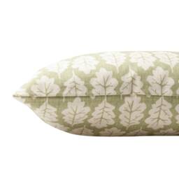 Autumn Leaf Boudoir Cushion in Sage Green & White. Summer Inspired Shabby Chic Style, 100%sustainable Cotton, Double Sided. 17x12 - thumbnail 2