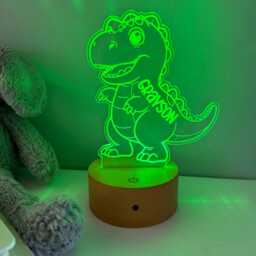 Personalised Dinosaur Night Light - Custom Name Kids Lamp Nursery Led Colour Changing Baby Room Decor Gift - thumbnail 3