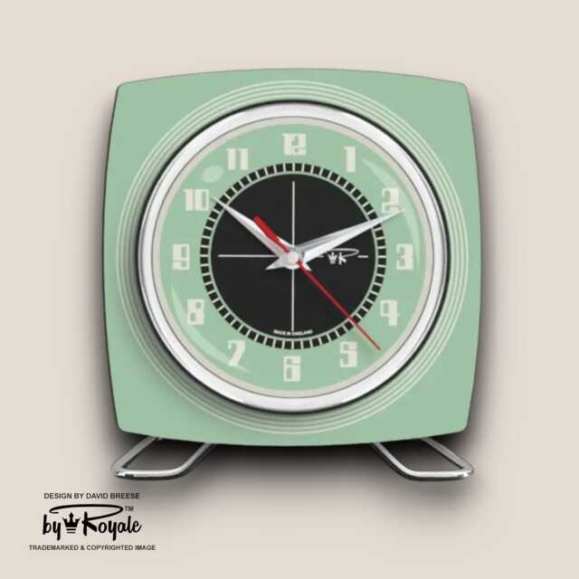 Mint Green Mantle Clock By Royale Royalexe Laminate Mid-Century Atomic Jetsons Style - image 1