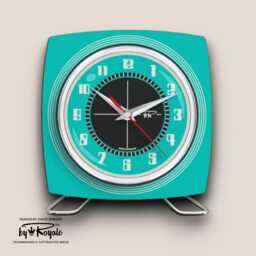 Mint Green Mantle Clock By Royale Royalexe Laminate Mid-Century Atomic Jetsons Style - thumbnail 3