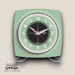 Mint Green Mantle Clock By Royale Royalexe Laminate Mid-Century Atomic Jetsons Style - thumbnail 1