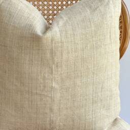 Handwoven Hemp Lumbar Pillow Neutral Striped Hmong Textile - thumbnail 2