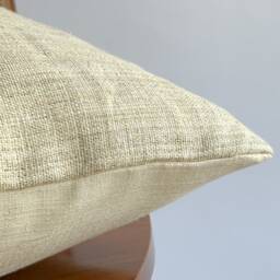 Handwoven Hemp Lumbar Pillow Neutral Striped Hmong Textile - thumbnail 4