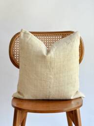 Handwoven Hemp Lumbar Pillow Neutral Striped Hmong Textile - thumbnail 1