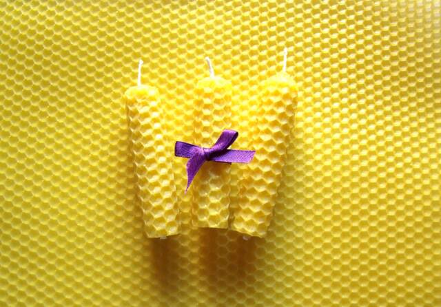 Beeswax Candles Set Of 3 Natural Yellow Bees Wax Candle, M Size Eco Friendly - image 1