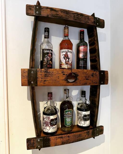 Whisky Barrel Stave Shelf Display Unit - image 1
