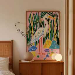 Crane Bamboo Poster, Tropical Bird Print, Botanical Wall Art - thumbnail 2