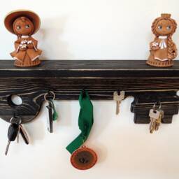 Key Holder Shelf Wall Wood Key Hook Rustic Hanging Awards Organizer Jewelry Hanger Shelves - thumbnail 2