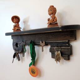Key Holder Shelf Wall Wood Key Hook Rustic Hanging Awards Organizer Jewelry Hanger Shelves - thumbnail 3