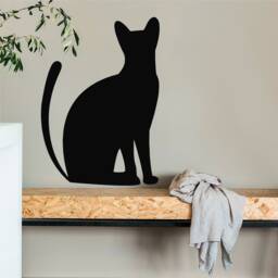 Black Cat Vinyl Wall Art, Decal, Sticker, Transfer, Mural, Removable, Decor, Rent Friendly, Interior, Exterior, Full - 0539 - thumbnail 1