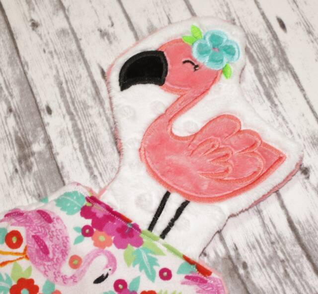 Flamingo Lovey, Baby Blanket, Lovey Personalized Security Cuddle Blanket - image 1