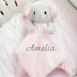 Embroidered Pink Blanket Or Elephant Comforter - Personalised Wrap & Booties Gift Set - New Baby Girl Babyshower Newborn - thumbnail 3