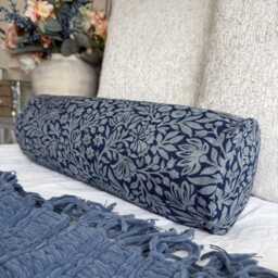 "Hidcote Navy Floral Bolster Cushion 16"" X 6" - thumbnail 4
