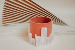 Selenite Crystal Cement Planter Modern Home Decor, Plant Pot Or Votive