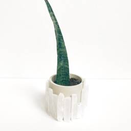Selenite Crystal Cement Planter Modern Home Decor, Plant Pot Or Votive - thumbnail 2